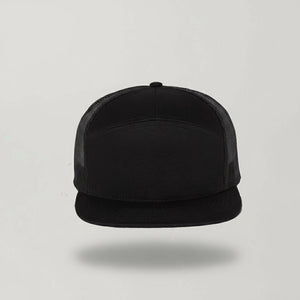 Richardson 168 trucker hat in black with personalized leather patch