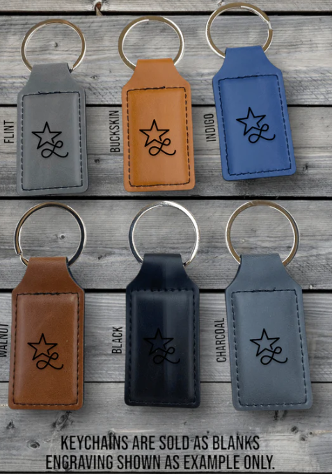 Personalized leather keychain with laser engraving - custom monogrammed key holder for corporate gifts and groomsmen