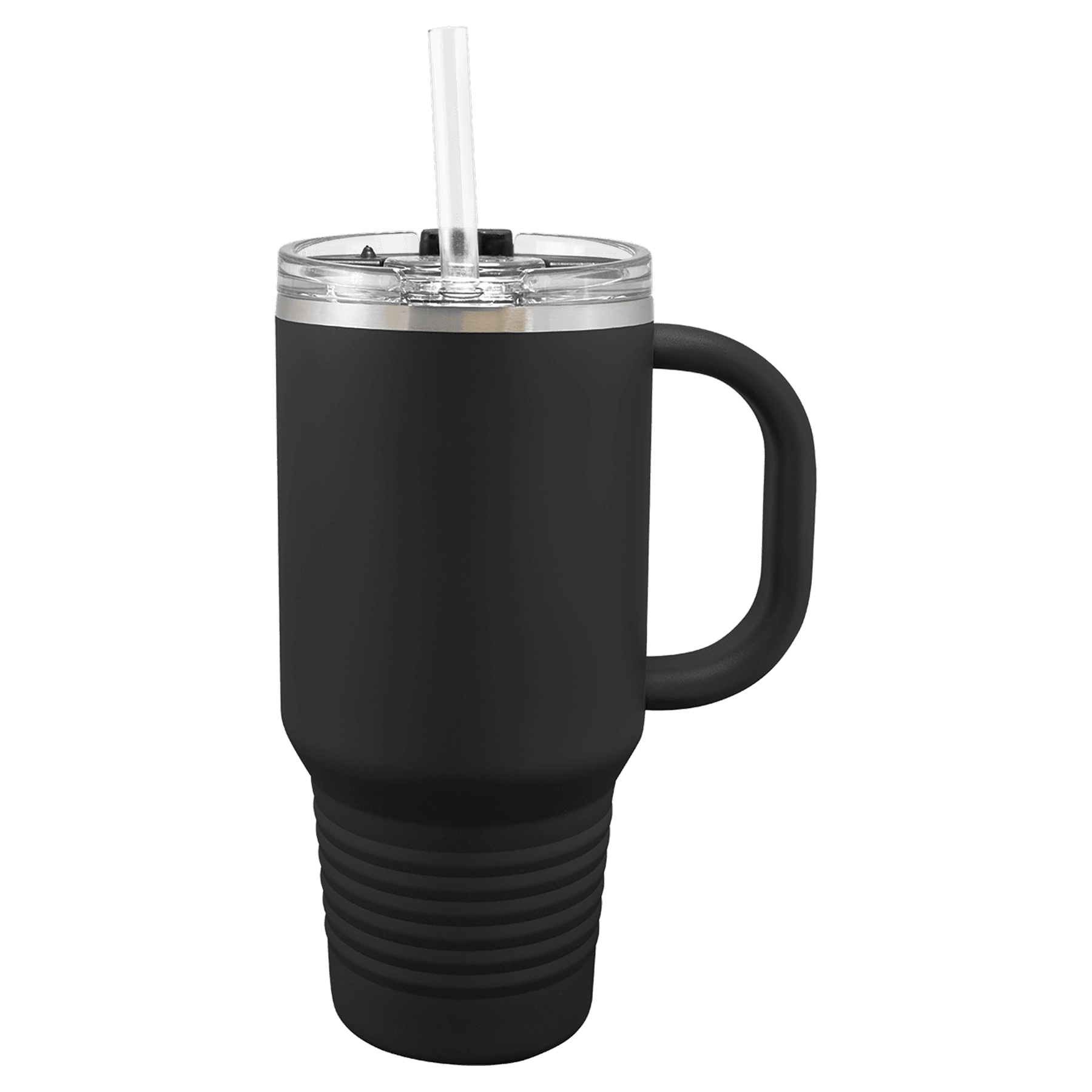 Polar Camel 32 oz. Black Travel Mug with Snap Lid & Straw