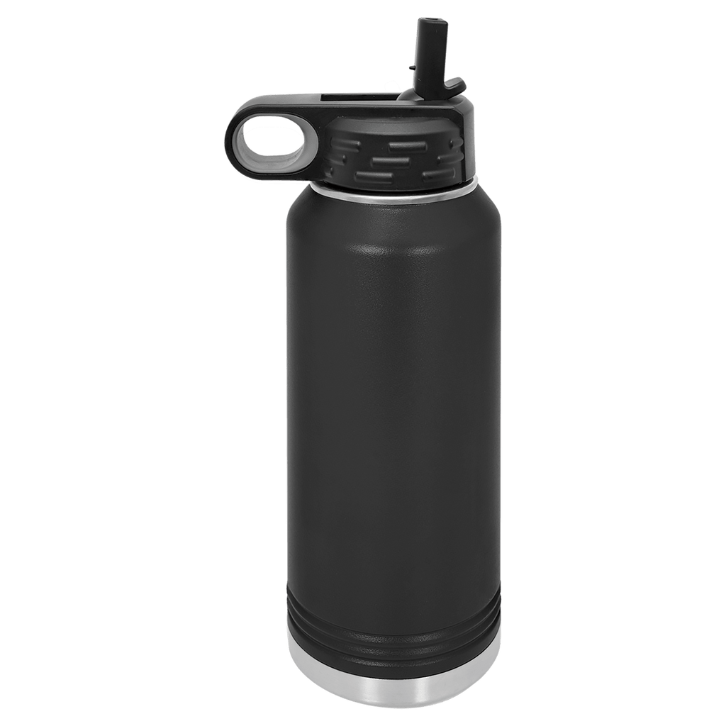 Black 32 oz insulated water bottle - custom laser engraving for personalized gifts - Slate Creek Laser