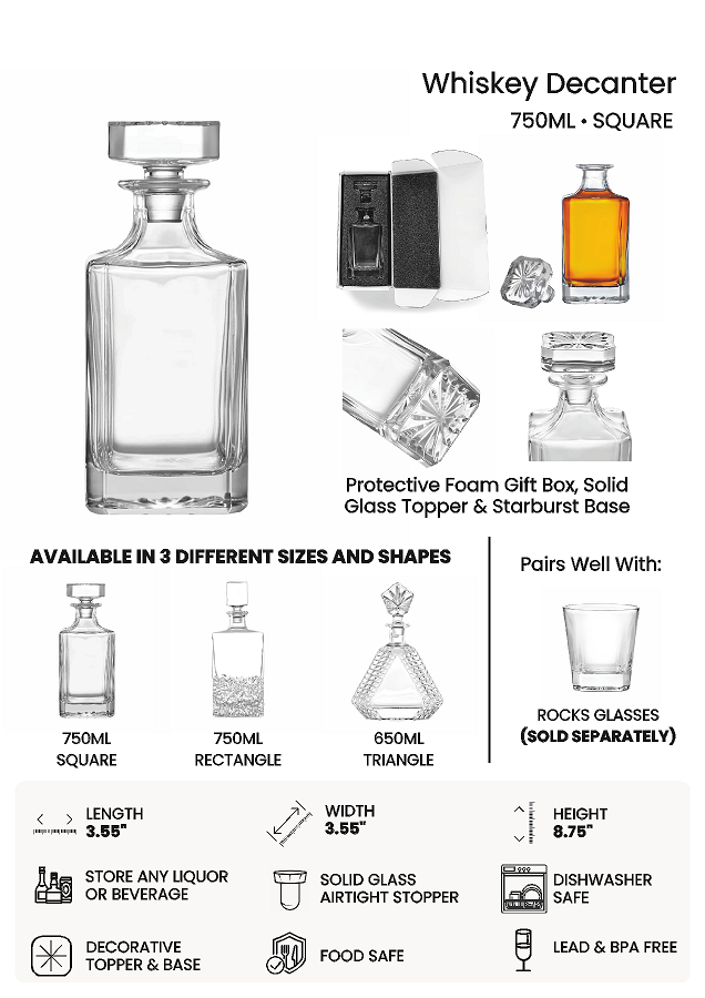 Engraved whiskey decanter set with matching glasses