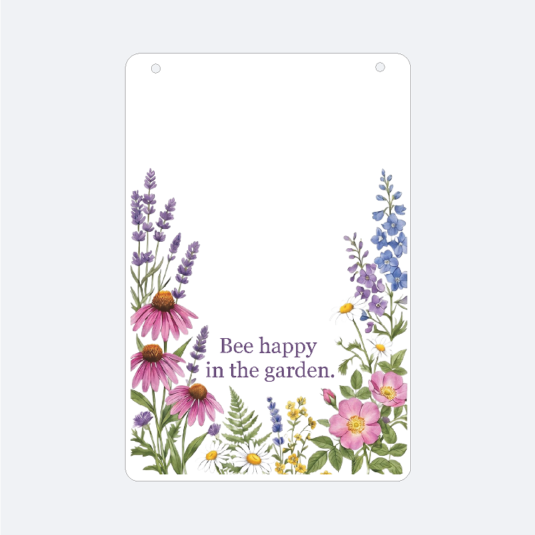 Custom Personalized Family Garden Sign - White with Full Color Flower Collection