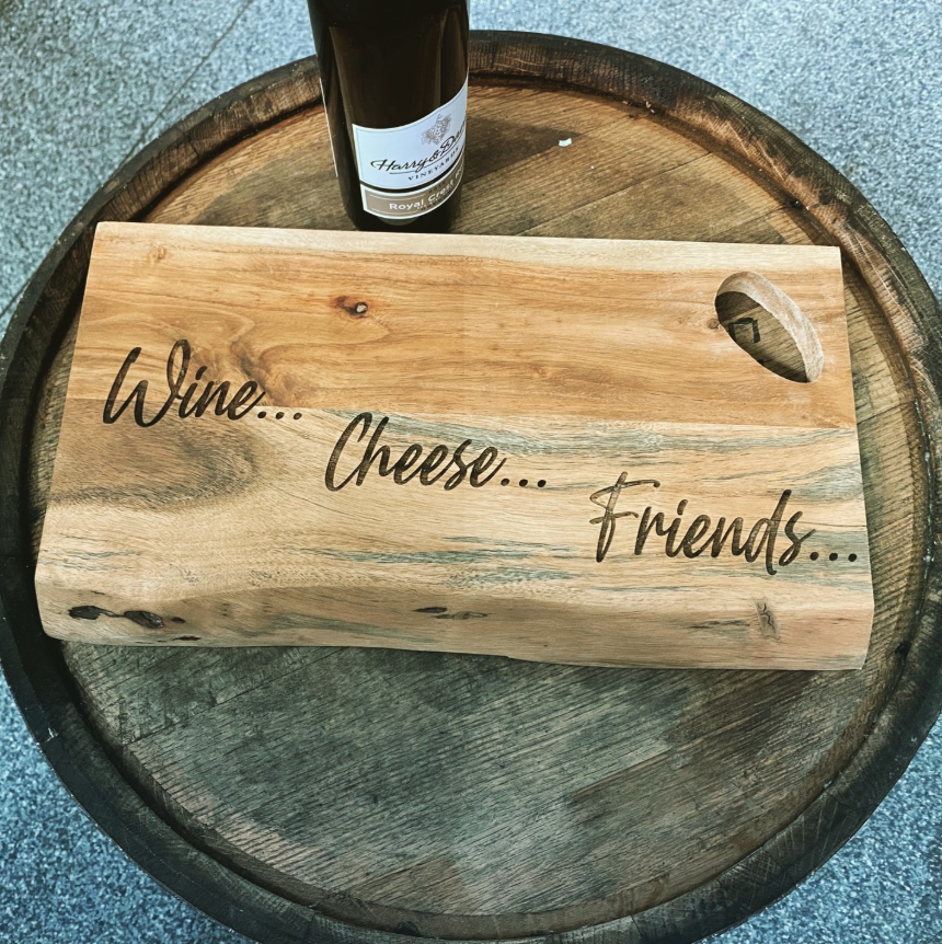 Laser engraved acacia wood board - personalized cutting board with custom design for home and business