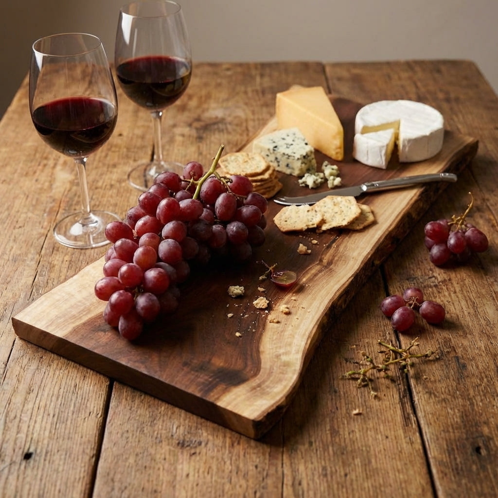 Custom engraved black walnut charcuterie board - personalized serving board for entertaining and business appreciation