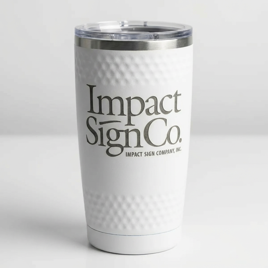 Personalized white golf tumbler with laser engraving - premium 20oz insulated drinkware for golf outings and business gifts
