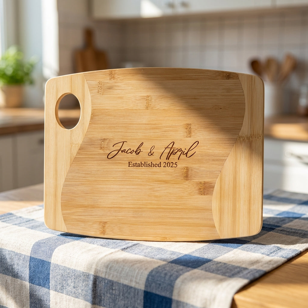 Bamboo Cutting Board - Two Tone with Handle