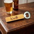 Olive wood bottle opener with laser engraving - personalized wine opener for wedding favors and corporate gifts