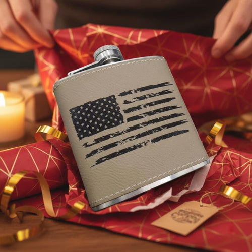 Stainless steel flask with custom laser engraving