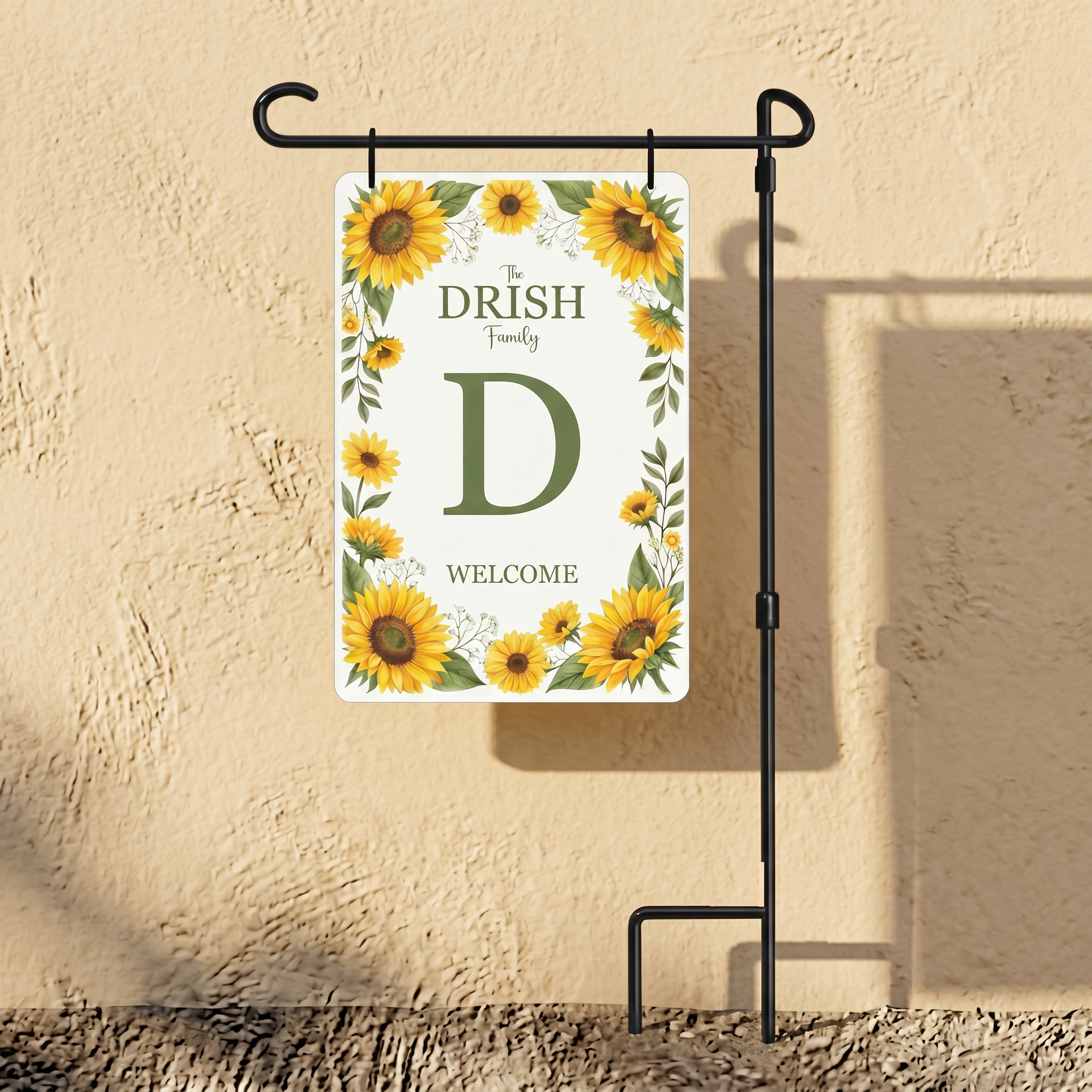 Custom Personalized Family Garden Sign - White with Full Color Flower Collection