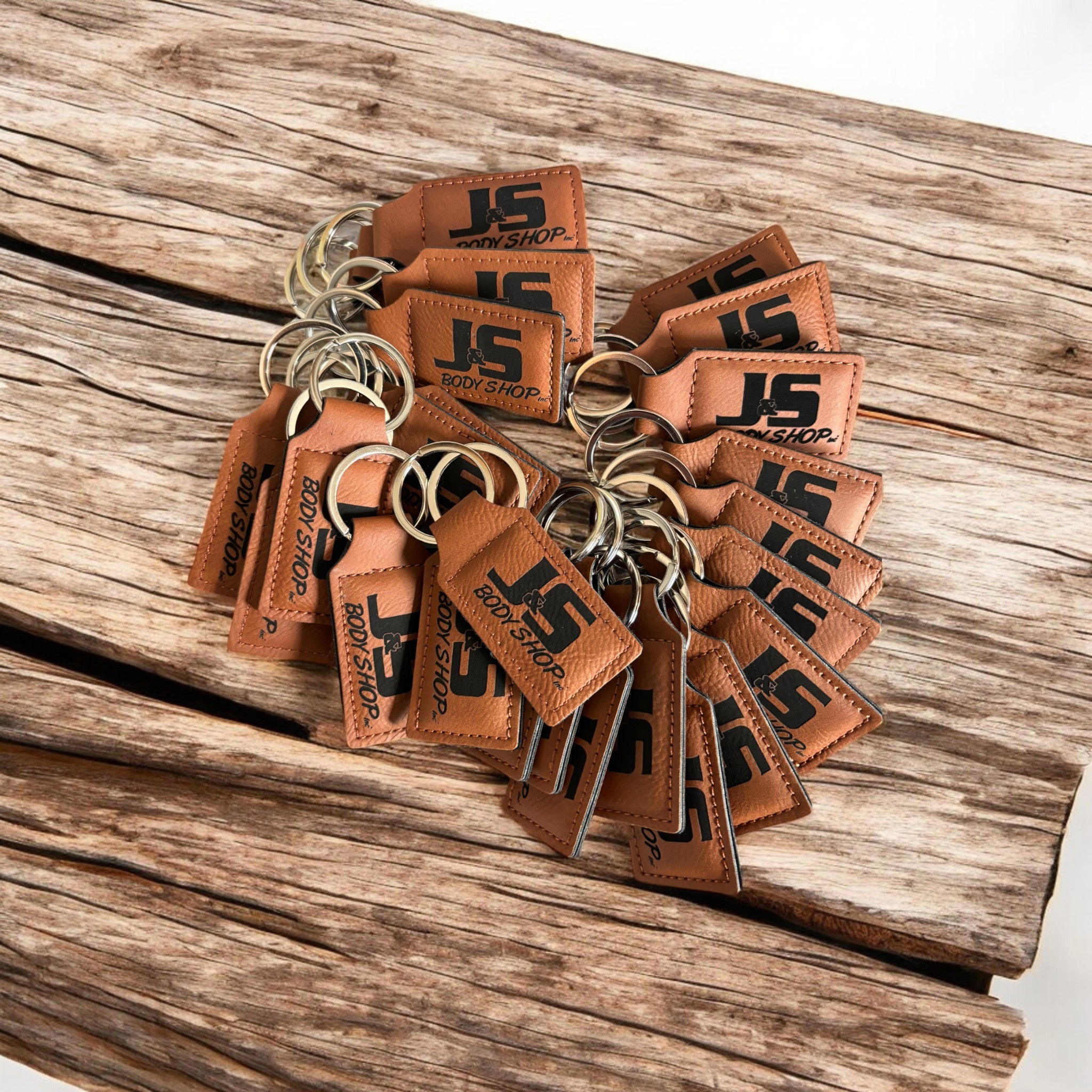 Custom laser engraved leather keychain