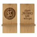 Red alder wood phone and tablet stand with laser engraving - personalized corporate gift from Slate Creek Laser