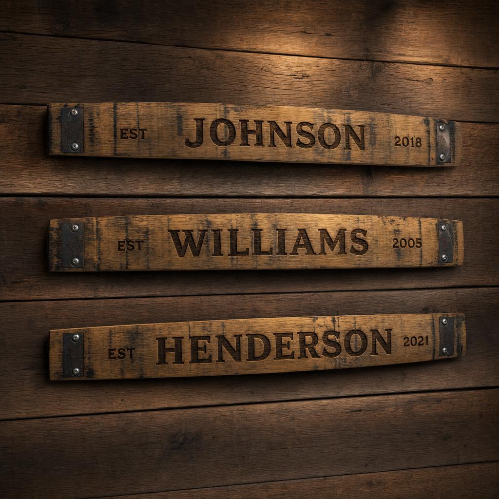 Personalized Laser Engraved Barrel Stave | Custom Bar Sign & Rustic Home Décor | Unique Gift