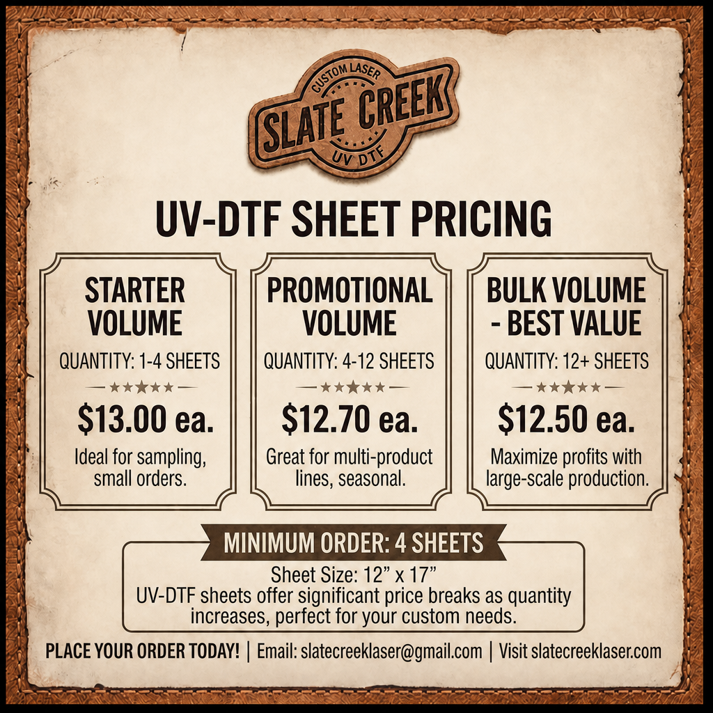Custom UV DTF Gang Sheets | Wholesale Printing Nationwide (12" x 17")